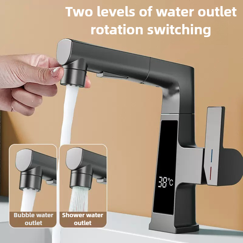 Commercial Kitchen Faucets - Digital Display Pulling Faucet Intelligent Temperature