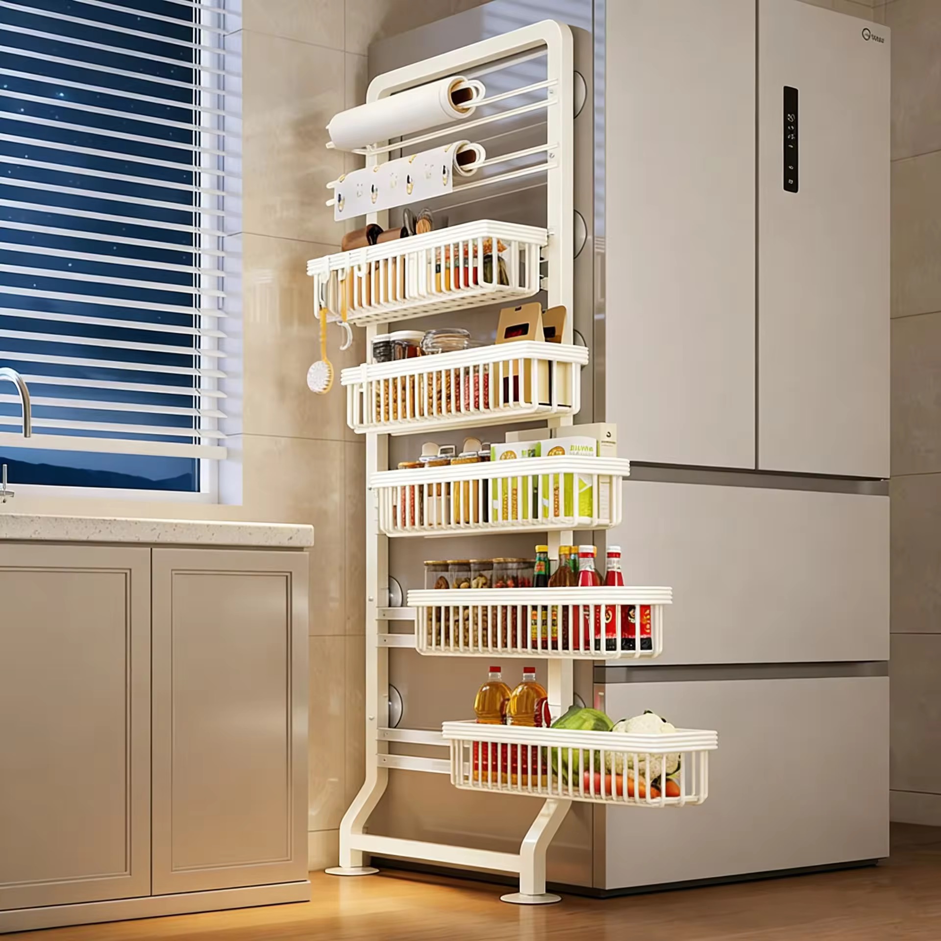 Commercial Kitchen Wall Shelves - Slim Gap Storage Rack Direction Pull