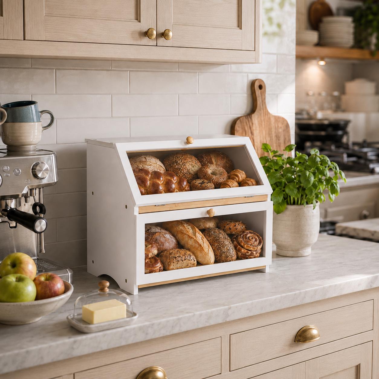 HOMEKOKO Double Layer Bread Bo - Commercial Kitchen Utensil Organizer review and price