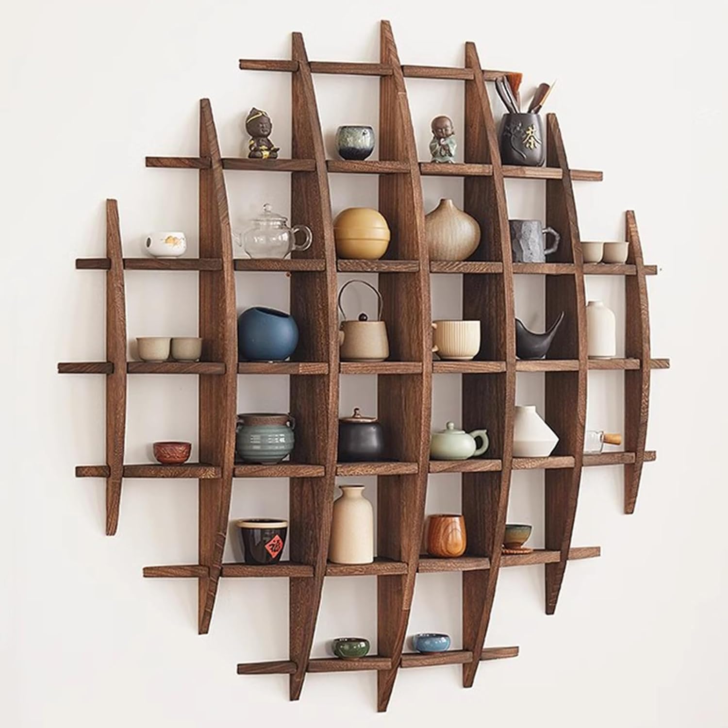 Solid Wood Chinese Tea Cup Hol - Commercial Kitchen Wall Shelves review and price