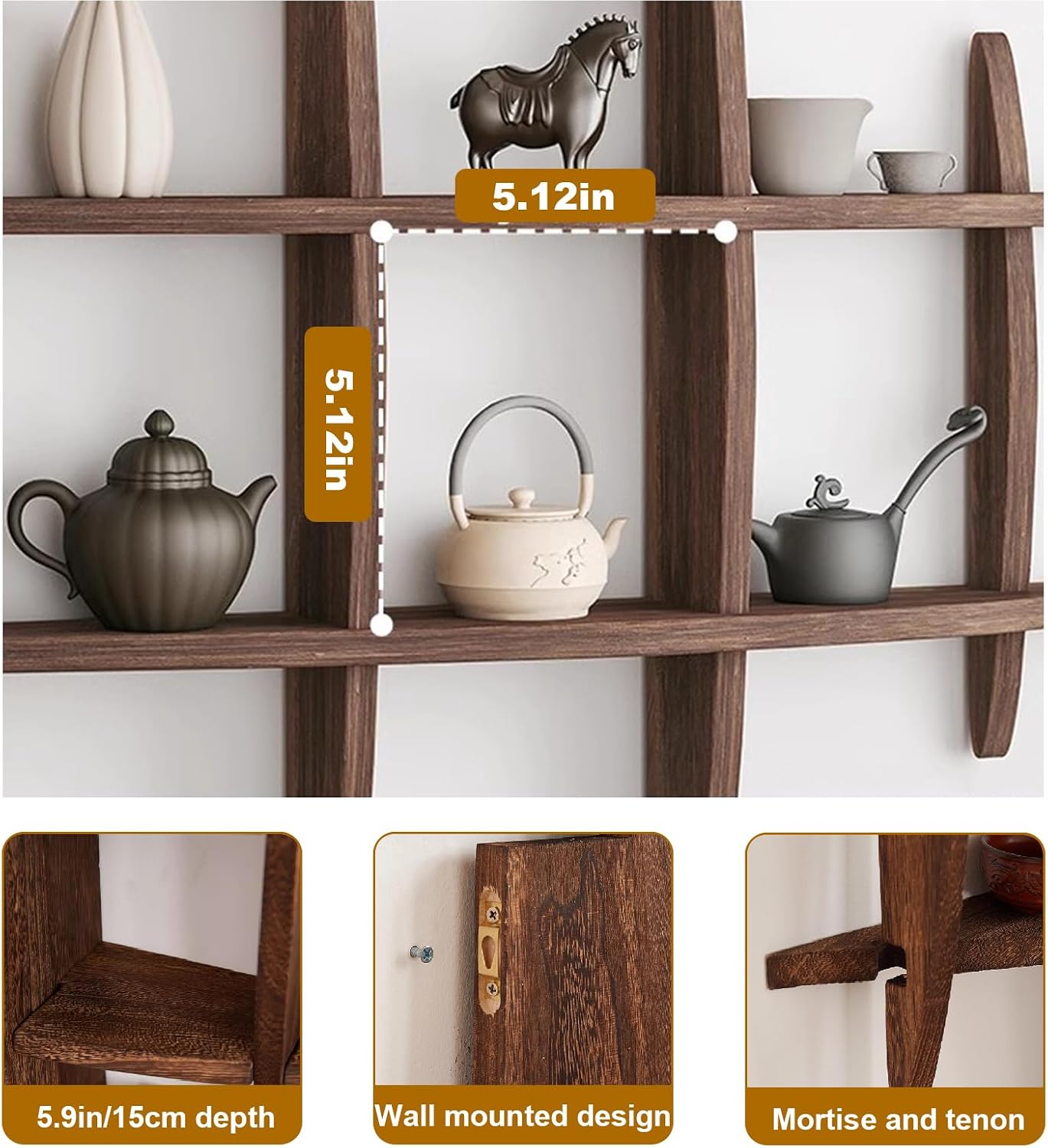 Solid Wood Chinese Tea Cup Hol - Commercial Kitchen Wall Shelves review and price