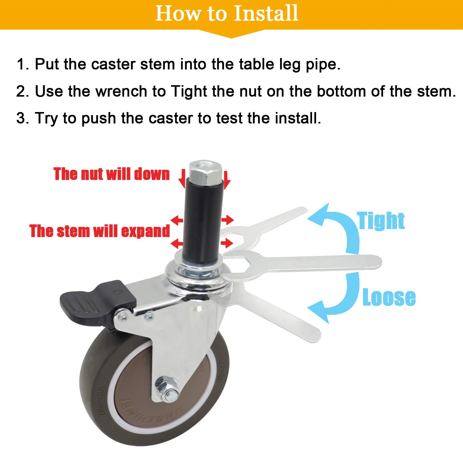 4Pcs Expanding Stem Casters, T - Commercial Kitchen Youtube review and price